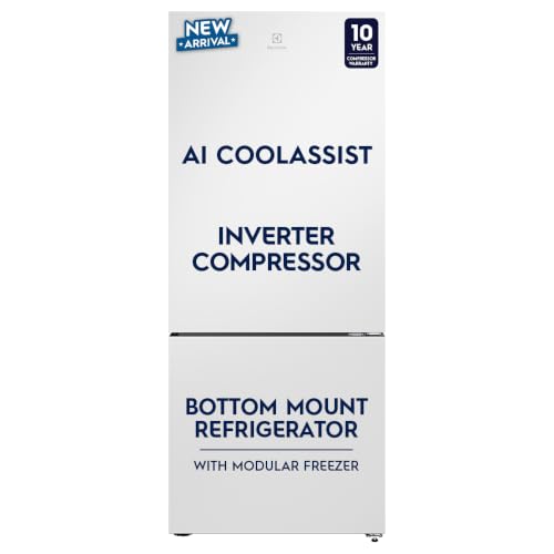 Image of Electrolux 425L 1 Star Double Door Refrigerator with AI CoolAssist, Bottom Mount Freezer, GreenZone Technology, Cooling 360, Inverter, Frost Free, UltimateTaste 700, EBE4302C-W, White