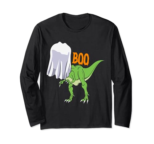 Fantasma dinosaurio T Rex Funny Boo Halloween Manga Larga