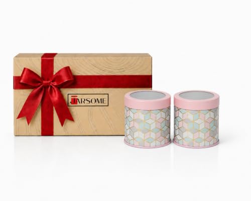 Image of Maroc Collection Airtight Kitchen Container Set| 450ML- Set of 2| Food Grade Metal Storage Jars for Masala, Seeds, Cookies & Snacks| Leakproof, Moist-Proof Canisters| Moroccan Pink Pastel