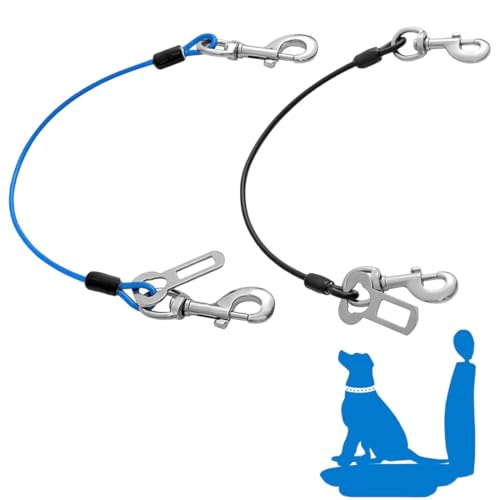 Cintura di Sicurezza per Cani,2 PACK Cintura di Sicurezza per Auto per Cani, Imbracatura per Auto con Cavo in Corda d'Acciaio a Prova di Masticazione, Guinzaglio per Cavo con Catena per Cani, 40 CM