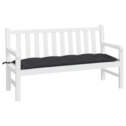 Coussin de banc de jardin antidérapant confortable noir 150 cm