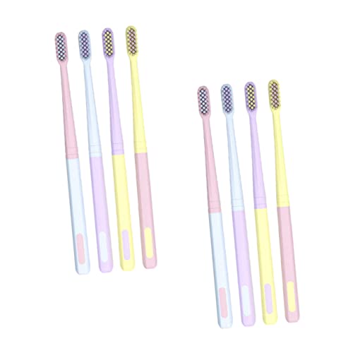 OUNONA 8 piezas Cepillo de Dientes para Adultos Cabezal Pequeño Cerdas Suaves Portátil para Cuidado de Encías Viaje y Uso Diario Colores Pastel