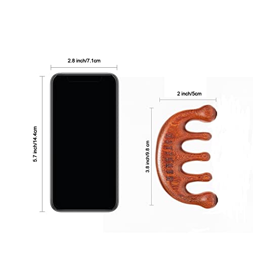 Wooden Wide Tooth Hair Comb, Anti-Static Handmade Scalp Massage Gift, Head Neck Faciacl Pressure Point Gua Sha Comb For Women #TOP3