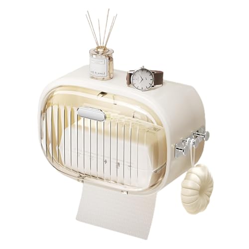 Portarrollos de papel higiénico, soporte para rollo de papel higiénico, caja de pañuelos con parte frontal transparente, soportes de papel higiénico sin taladrar, dispensador de pañuelos para baño y