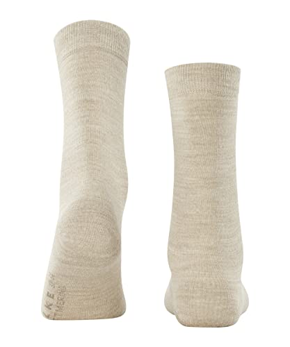 FALKE Women's Softmerino Socks, Merino Wool Cotton, Crew Length, Classic Thin Trouser Socks, Trendy Work Clothing, Beige (Linn Melange 4549), 5-6, 1 Pair2