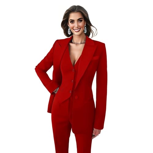 3 Piece Women's Suits Slim Fit Office Lady Notched Lapel Business Women Suit Set (Blazer+Pant+Vest)4