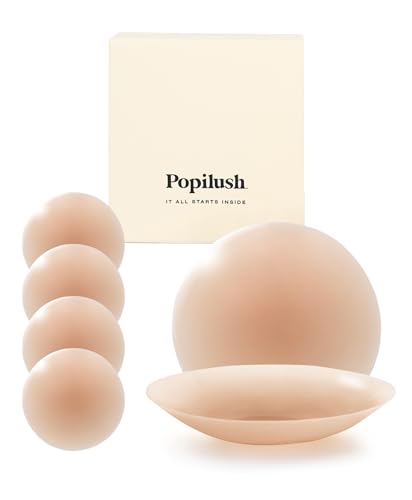 Image of Popilush Nipple Covers for Women Sticky Bra Pasties 2 Pairs Creme Medium
