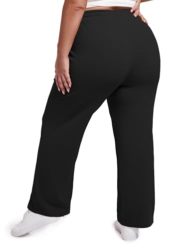 SEKINO Women's Plus Size Wide Straight Leg Pants High Waisted Business Casual Work Pants Trousers with Pockets Drawstring3