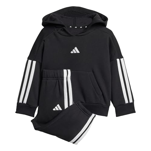 adidas Unisex - Bimbi 0-24 ESSENTIALS HOODED JOGGER, black/white, 9-12 Months