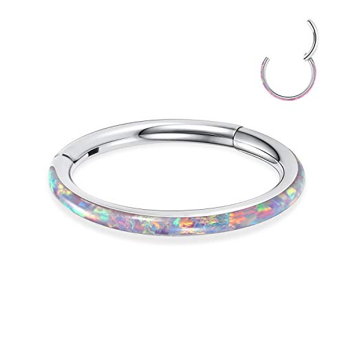 AROWRO 16G Conch Knorpel Daith Helix Ohrringe Conch Helix Creolen Conch Daith Helix Piercing Schmuck Conch Ring Conch Daith Helix Schmuck Chirurgenstahl Knorpel Helix Creolen 12mm Lila Opal Cover