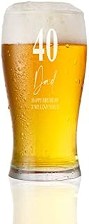 ukgiftstoreonline Engraved Personalised 40th Birthday Signature Pint Beer Glass Gift Boxed