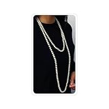 Long Pearl Necklaces for Women 70' Pearl Necklace Chunky Bead Layered Pearl Necklace Faux Pearl Dangle Necklace Wedding Bridal 1920s Gatsby Costume Jewelry Gifts (Cream White)