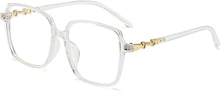 Oversized Square Reading Glasses HD Anti Eye Strain Anti Blue Light Computer Readers Eyeglasses Flat Light Mirror (Color : Transparent, Size : +250)