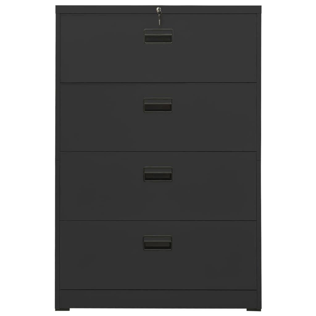 Armadietto portadocumenti in acciaio, 90 x 46 x 134 cm, con 4 cassetti chiudibili e cartelle sospese, armadietto da ufficio per cartelle, documenti, carta, ufficio, casa, studio