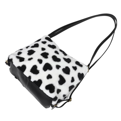 Sac cabas fausse fourrure Healeved grand format à motif cœur tendance