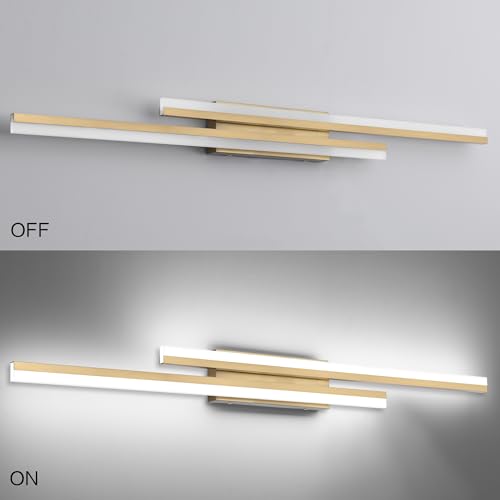 Image of PRESDE 48 Inch LED Bathroom Light Fixtures Over Mirror Brushed Gold Vanity Light Modern Bath Lighting Bar 5CCT