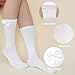 phnydreg 3 Packs Girls Bow Knee High Socks 4 to 12 Year School Uniform Dress Socks (US, Age, 7 Years, 12 Years, 3, white, gray, black)