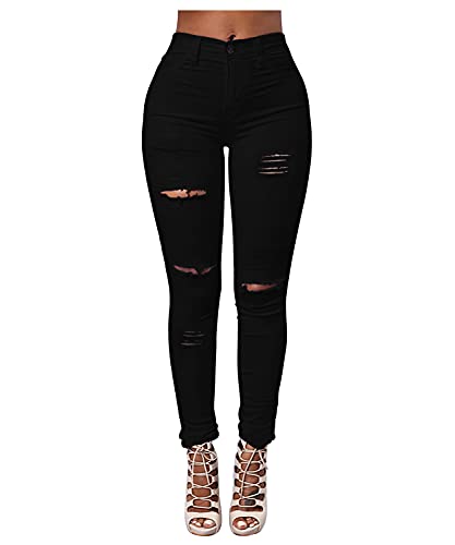 Image of Women's High Waisted Jeans for Women Ripped Skinny Stretch Jeans Distressed Butt Lifting Denim Pants