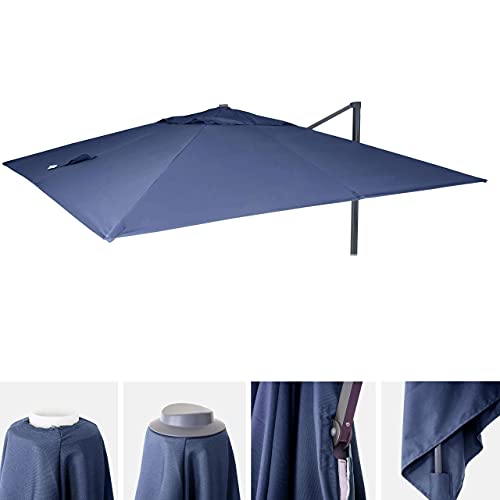 Mendler Ersatz-Bezug für Luxus-Ampelschirm HWC-A96, Sonnenschirmbezug Ersatzbezug, 3x3m (Ø4,24m) Polyester 2,7kg - blau