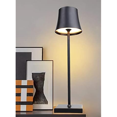 Rechargeable Cordless LED Table Lamp, Portable USB Metal Desk Lamp with Touch Switch, 4W Bedside Lamp for Bedroom, Reading, Work, Study, Bars, KTV, Restaurants, Home, Black Cover