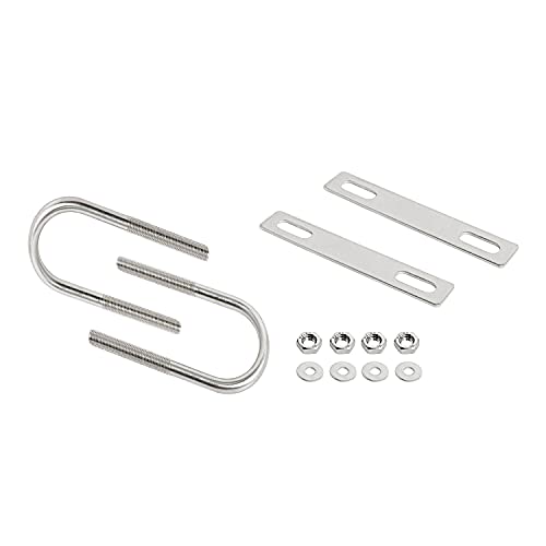 Image of Round U-Bolts 1.3 inch(33mm) Inner Width M8 Thread 304 Stainless Steel Silver with Plates Nuts Flat Washers for Car /RV /Trailer Bumper, 2Pcs