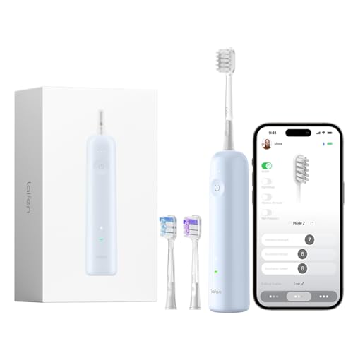 laifen wave electric toothbrush oscillation amp vibration sonic electric toothbrush for adults with app 3 brush heads ipx7 waterproof magnetic rechargeable travel powered toothbrush absblue