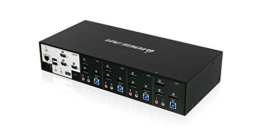 Image of IOGEAR 4-Port 4K DisplayPort Triple View KVMP - 3 HDMI Monitors Outs - Converts DisplayPort to HDMI Out - 4096 x 2160 @60Hz - Control /Share USB 3.0 peripherals - Win 7+ Mac OS Linux - GCS1964
