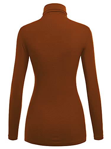 Image of Lock and Love Women's Turtleneck Top Lightweight Long Sleeve Slim Fit Pullover, Soft Rayon Stretch Layering Basic, S-3XL