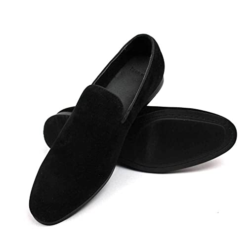 AZAR MAN New Men's Black Suede Slip on Loafers Modern Dress Shoes4