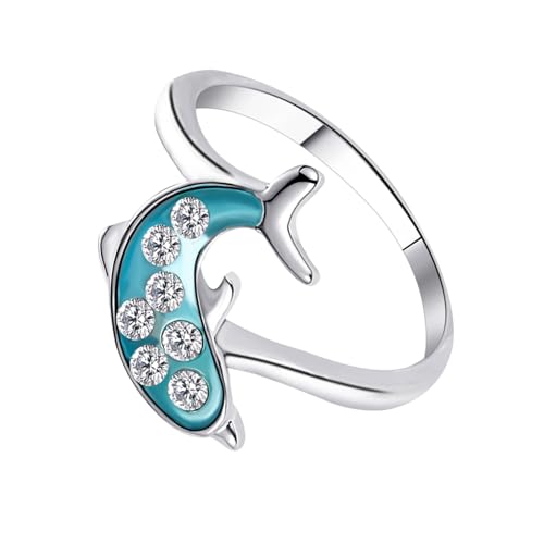Vdaxvme Elegantes anillos de cola de delfín hechos de aleación resistente para uso diario y otras ocasiones. Anillos con diseño de delfines, como se describe