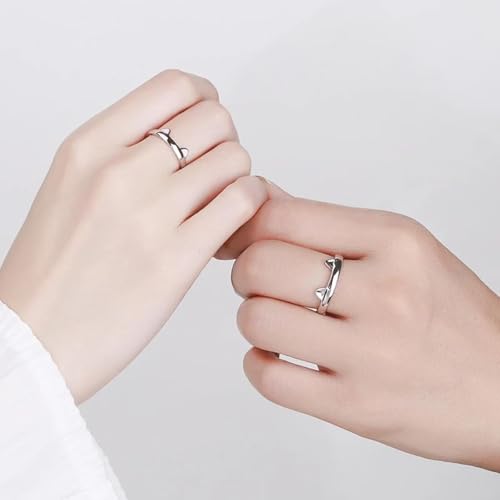Bague chat ajustable en argent pour femmes et hommes
