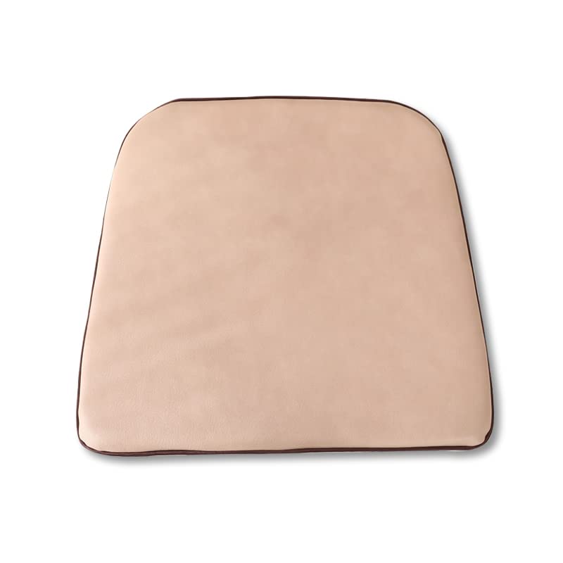 Chair Seat Pads Cushion with Zipper, Filled with Memory Foam, Non-slip, Faux Leather Chair Pads for Garden Patio Kitchen Dining Office Car, D-shape, Waterproof, Thickness 2CM,khaki,43X46CM