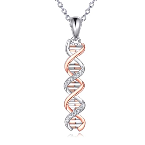 JBAERD DNA Double Helix Necklace Sterling Silver DNA Pendant DNA Jewelry Gifts for Men Women