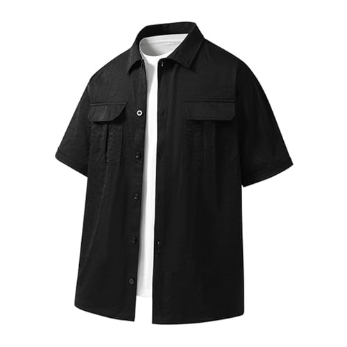 Men UPF 50+ Rash Guard Sun Shirts Short Sleeve Button Up Tops Quick Dry Fishing Hiking T Shirt with Pocket