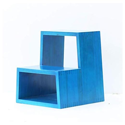 Stegstolar Stegarstolar Trappor Förvaring Solid Trä Multifunktion Bedside Pall Slitage Skor Foot Pad / 15.7x15x17.3inches (Color : Blue)