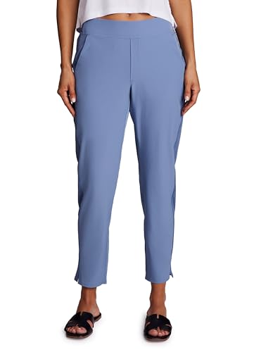 RBX Activewear Womens Ankle Pant Quick Drying Lightweight Stretch Woven Straight Leg Pants with Pockets Ribbed Side Misty