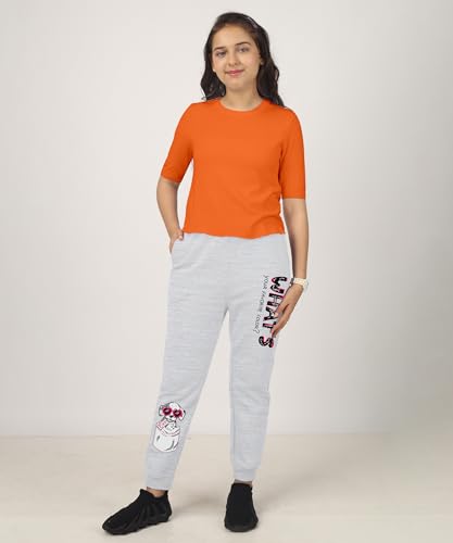 Image of KYDA KIDS 100% Cotton Printed Regular Fit Joggers for Girls (Pack of 1)