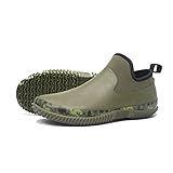 SWIFT*FROG Unisex Waterproof Garden Shoes Ankle Rain Boots Rubber Slip-On Footwear with Comfort Insole for Women Men Green
