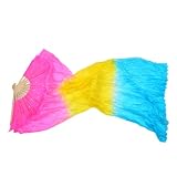 SueaLe Abanico extendido de seda sintética para danza del vientre, abanicos largos y plegables para espectáculos de danza, regalo para profesores de baile, perfecto para profesores de danza