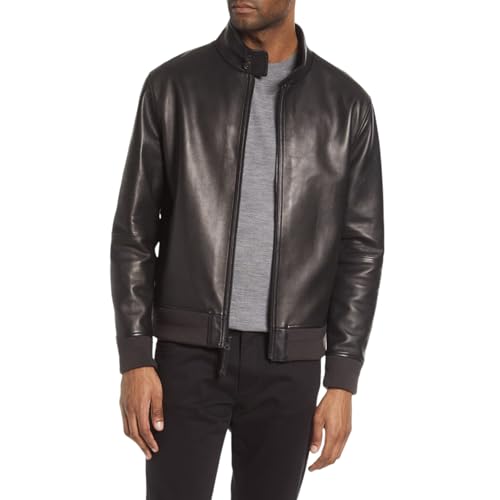 Blouson aviateur en cuir véritable protégeant du froid avec coupe ajustée - 2