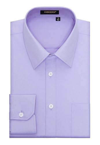 HISDERN Chemise de Ville Formelle pour Hommes en Coton a Manches Longues a Boutons pourpres de Coupe Normale pour Hommes