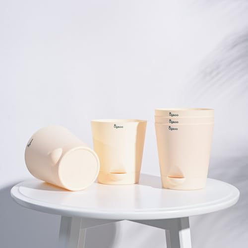 UGAOO 5 Inch Krish Self Watering Planter - Set of 5 (Ivory) | Flower Pots for Indoor Plants | Plastic Planter Pots | Decorative Pots for Living Room, Kitchen, Office | Planters for Home Decor
