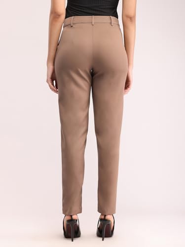 Image of FableStreet Women's Formal Trousers | Mid-Rise Straight-Leg Design | Flat Front & Permanent Crease | Polyester Lycra Fabric | Office Wear & Business Meeting