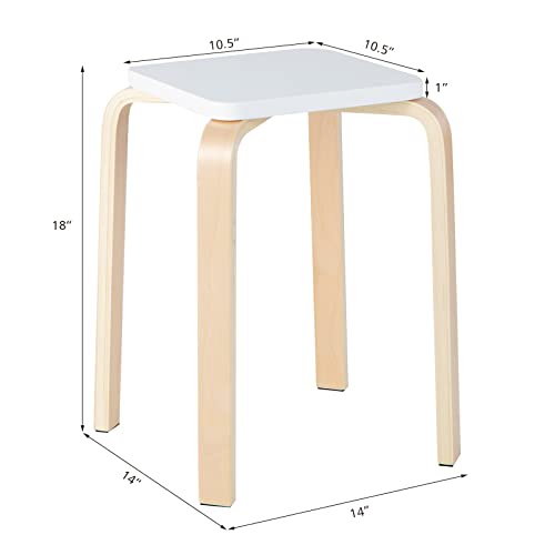 Image of GLACER Stackable Stools, 18-Inch Wooden Student Chair Set of 4 w /Square Top, Anti-Slip Foot Pad, Flexible Seating for Elementary, Classroom Stools for Dining Room Office Kitchen (Assorted Color)