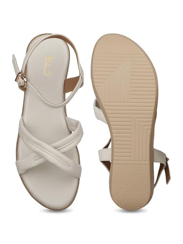 Image of Inc.5 Womens Cream Casual Open Toe Flatform Heel Sandals