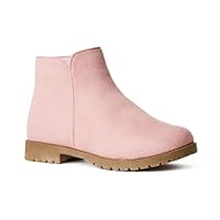 FabKids Girls Ankle Boots Chelsea Booties Side Zipper Riding Boot Low Heels Dress Short Boot For Little Kid Pink Size 3