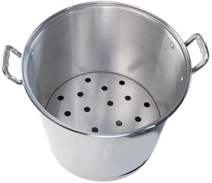 Miniatura 9 de Vasconia Olla de vapor Tamale de 30 cuartos con estante y tapa de aluminio (aluminio) para todas las estufas, olla grande para cocinar al vapor y