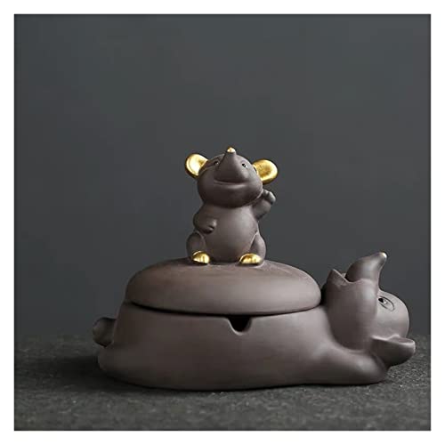 LBRYVTCE Posacenere per la casa Decorazione della casa Posacenere Viola Argilla Purple Cassetto di Cenere Creativo Porta Cenere con Coperchio Artigianato Purple Clay tè Pet Posacenere a casa(C)