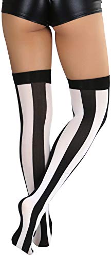 ToBeInStyle Women’s Wide Vertical Striped Thigh High Halloween Party Novelty Stockings2