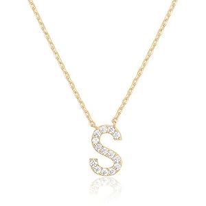 PAVOI 14K White Gold Plated Cubic Zirconia Initial Necklace | Letter Dainty Necklaces for Women